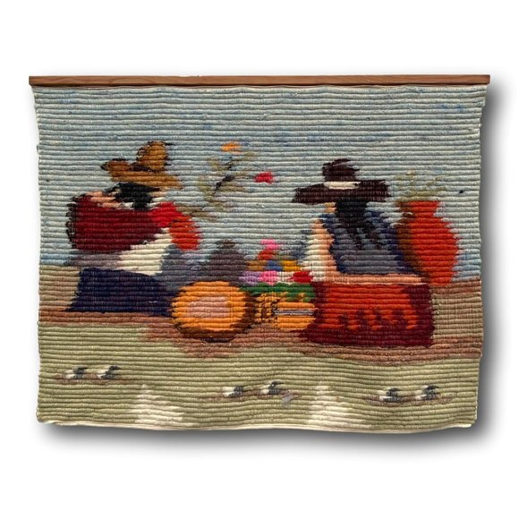 Vintage Other - Large Vintage Woven Wall Hanging Fiber Art